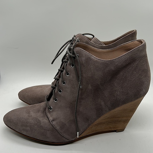 Belle Sigerson Morrison Light Gray Suede Wedge Ankle Booties Boots *Sz 8.5*🌸🌸 - Picture 4 of 8